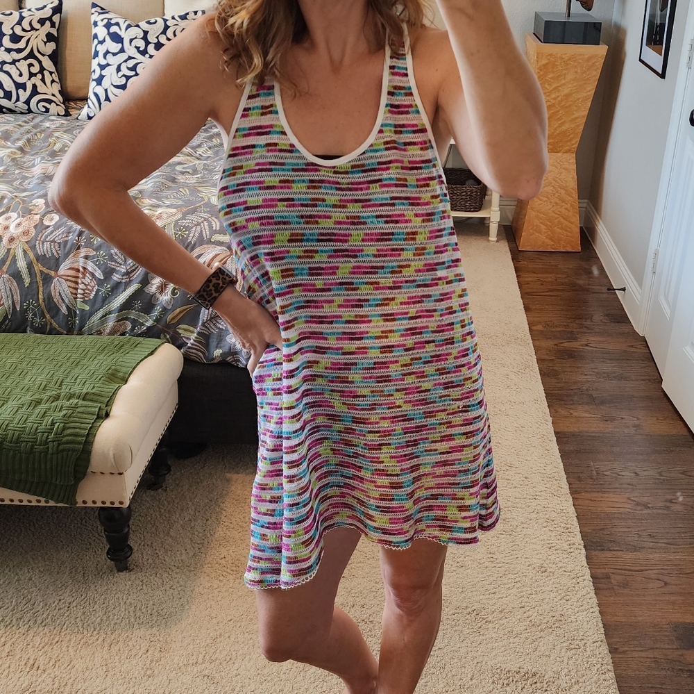 Boho Multicolor Woven Beach Swim Cover Up